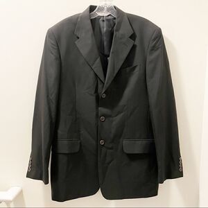 Perry Ellis Vintage 90's Three Button Black Textured Suit Jacket - Size 40